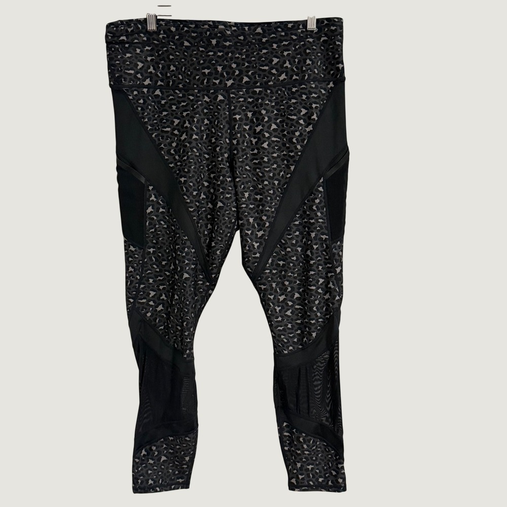 Fabletics Leggings Womens 2X Black Leopard UltraCool Mesh Active Gym Yoga
